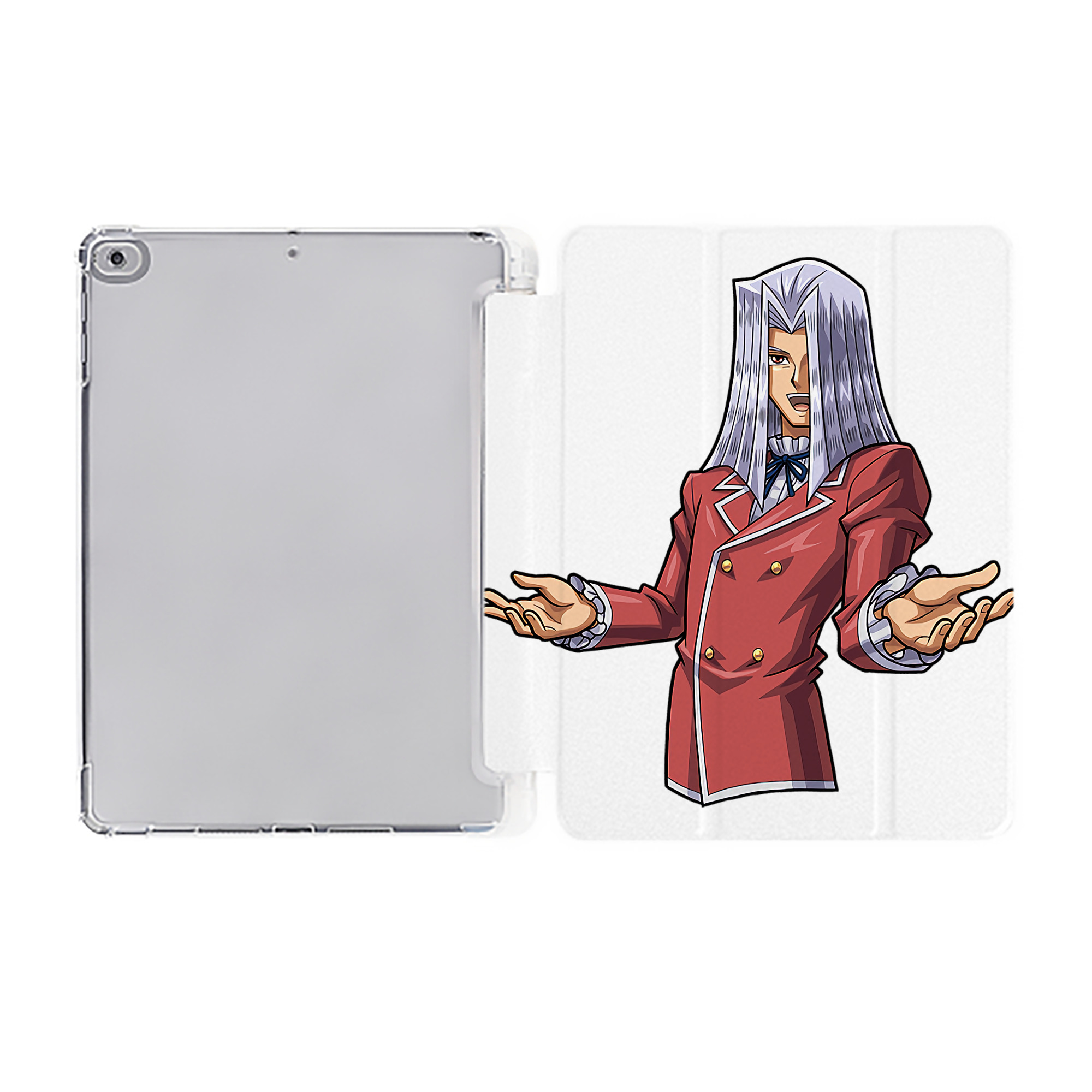 （画像用） 遊☆戯☆王 Yu-Gi-Oh! IPad ケース ペン収納付き 三つ折りスタンド PUレザー×シリコン 対応機種9.5/10.5/10.9インチ
